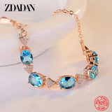 925 Silver Aquamarine Charm Bracelet for Women