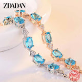 925 Silver Aquamarine Charm Bracelet for Women
