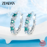 925 Silver Aquamarine Hoop Earrings Women Jewelry