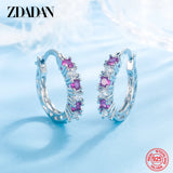 925 Silver Aquamarine Hoop Earrings Women Jewelry