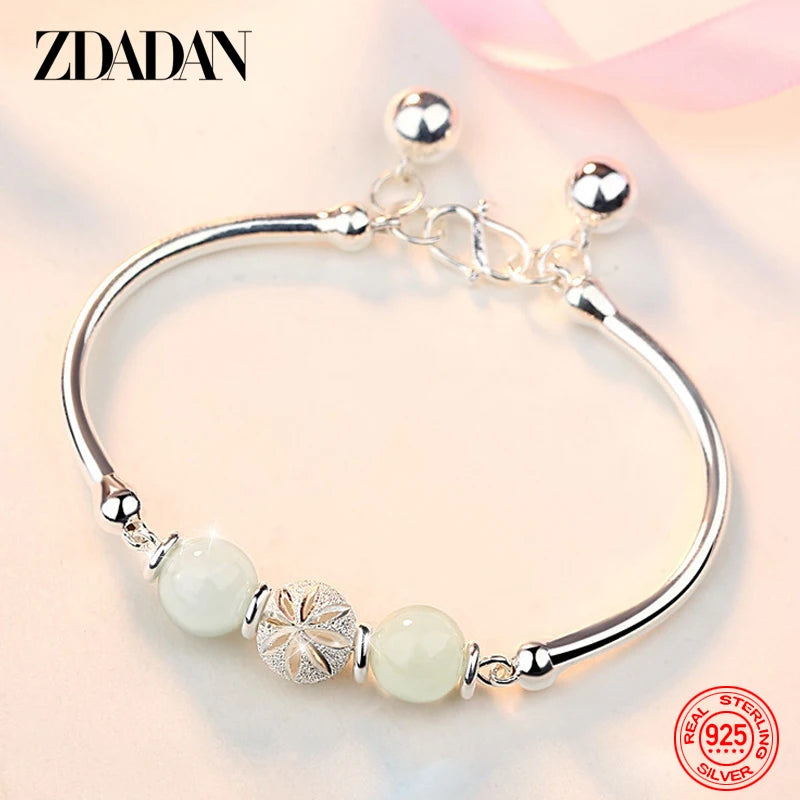925 Silver Bead Bracelet Bangle Jewelry Accessories