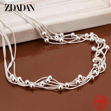 925 Silver Bead Necklace Chain for Women