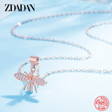 925 Silver Bee Crystal Necklace Chain Women Jewelry Party Gift
