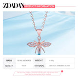 925 Silver Bee Crystal Necklace Chain Women Jewelry Party Gift
