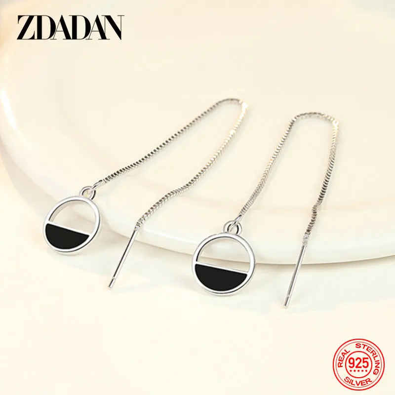 925 Silver Circle Drop Earrings Gift