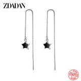 925 Silver Star Long Chain Earrings Wedding Gift