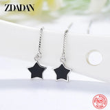 925 Silver Star Long Chain Earrings Wedding Gift