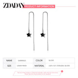925 Silver Star Long Chain Earrings Wedding Gift