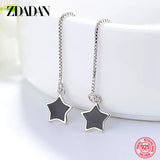 925 Silver Star Long Chain Earrings Wedding Gift