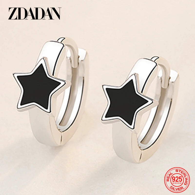 925 Silver Stars Hoop Earring Wedding Jewelry Gift