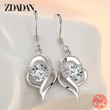 925 Silver Crystal Earrings Lady Party Jewelry