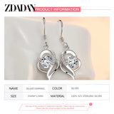 925 Silver Crystal Earrings Lady Party Jewelry