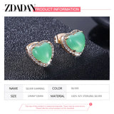 925 Silver Crystal Heart Earring Wedding Jewelry