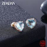 925 Silver Crystal Heart Earring Wedding Jewelry