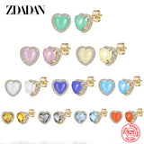 925 Silver Crystal Heart Earring Wedding Jewelry