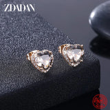 925 Silver Crystal Heart Earring Wedding Jewelry