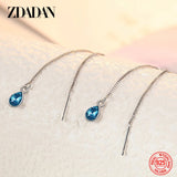 925 Silver Crystal Long Dangle Earrings Wedding Jewelry