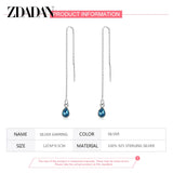 925 Silver Crystal Long Dangle Earrings Wedding Jewelry
