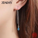 925 Silver Crystal Long Dangle Earrings Wedding Jewelry
