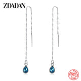 925 Silver Crystal Long Dangle Earrings Wedding Jewelry