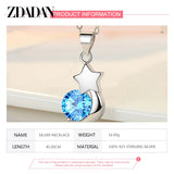 925 Silver Crystal Star Moon Necklace Women Wedding Jewelry
