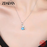 925 Silver Crystal Star Moon Necklace Women Wedding Jewelry