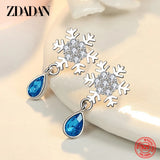 925 Silver Crystal Water Drop Earrings Wedding Jewelry