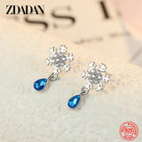 925 Silver Crystal Water Drop Earrings Wedding Jewelry
