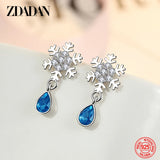 925 Silver Crystal Water Drop Earrings Wedding Jewelry