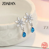 925 Silver Crystal Water Drop Earrings Wedding Jewelry
