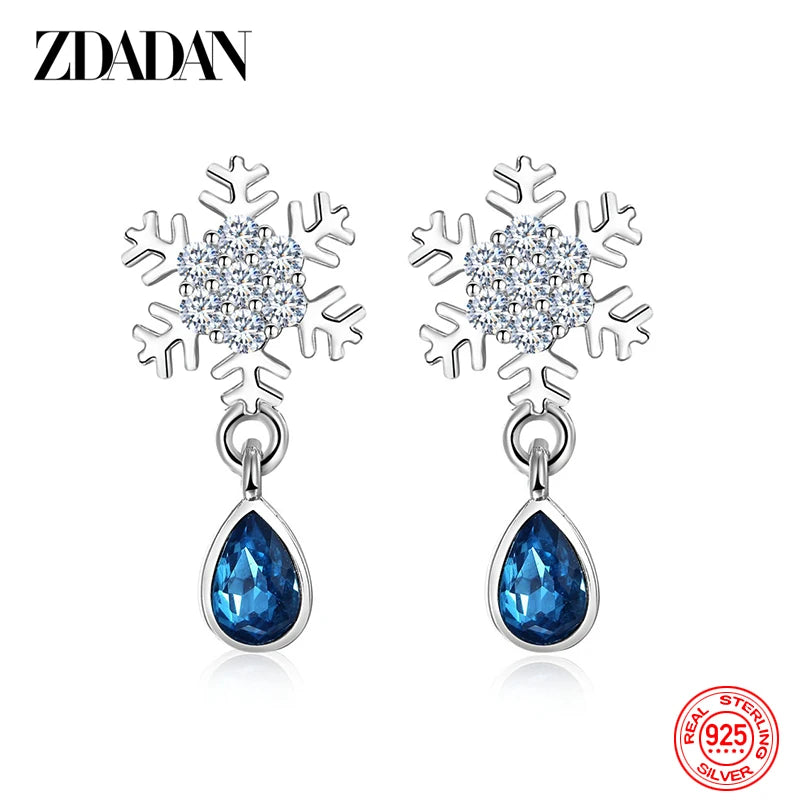 925 Silver Crystal Water Drop Earrings Wedding Jewelry