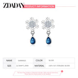 925 Silver Crystal Water Drop Earrings Wedding Jewelry