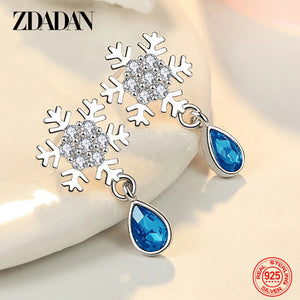 925 Silver Crystal Water Drop Earrings Wedding Jewelry