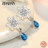 925 Silver Crystal Water Drop Earrings Wedding Jewelry