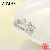 925 Silver Butterfly Crystal Open Ring Wedding Jewelry