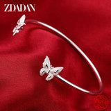 925 Silver Butterfly Open Cuff Bracelet for Women