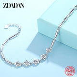 925 Silver CZ Flowers Bracelet Chain Women Party Jewelry