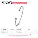 925 Silver CZ Open Cuff Bracelet for Women Wedding Gift