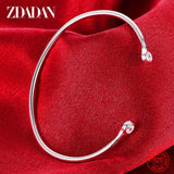 925 Silver CZ Open Cuff Bracelet for Women Wedding Gift