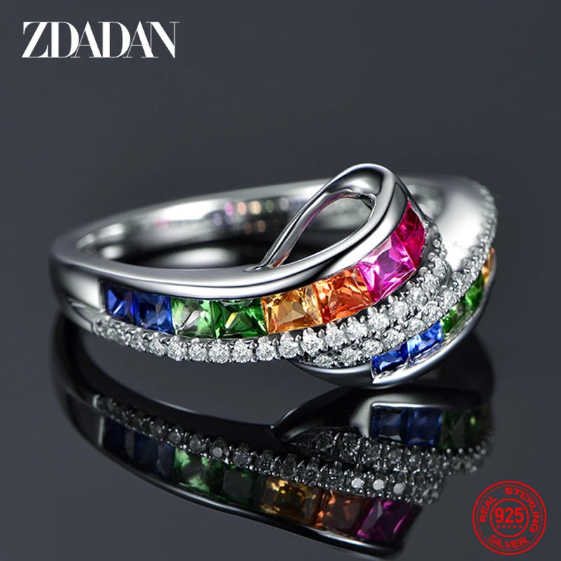 925 Silver Charm Zircon Ring Wedding Party Jewelry