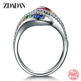 925 Silver Charm Zircon Ring Wedding Party Jewelry