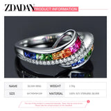 925 Silver Charm Zircon Ring Wedding Party Jewelry