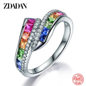 925 Silver Charm Zircon Ring Wedding Party Jewelry