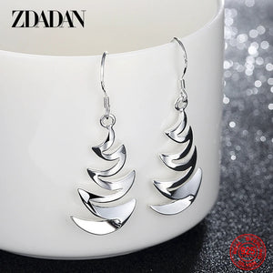 925 Silver Geometric Corrugated Drop Earrings Wedding Party Jewelry