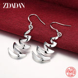 925 Silver Geometric Corrugated Drop Earrings Wedding Party Jewelry