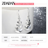925 Silver Geometric Corrugated Drop Earrings Wedding Party Jewelry