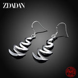 925 Silver Geometric Corrugated Drop Earrings Wedding Party Jewelry