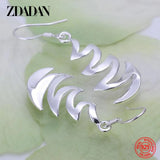 925 Silver Geometric Corrugated Drop Earrings Wedding Party Jewelry