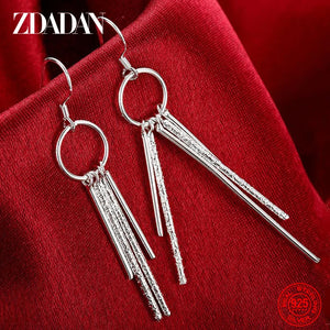 925 Silver Geometric Tassel Earrings Wedding Party Jewelry