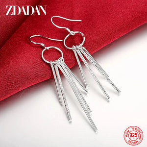 925 Silver Geometric Tassel Earrings Wedding Party Jewelry